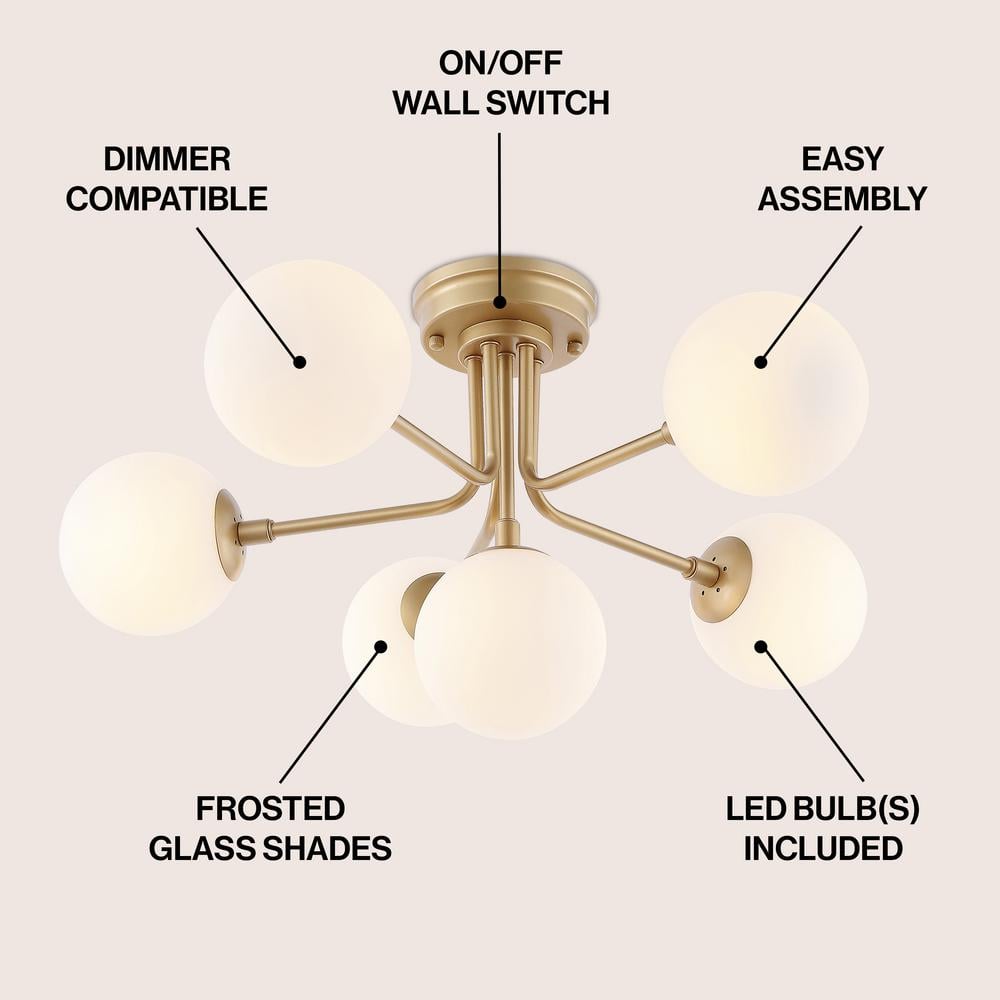 Olivier 24" Gold Globe LED Semi Flush Mount Ceiling Light