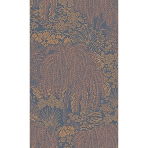 Dark blue Metallic Garden Tropical Textured Print Non-Woven Non-Pasted Textured Wallpaper 57 sq. ft.