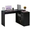 HOMCOM 46 In. L-Shaped Black Writing Computer Desk With Storage Shelves ...