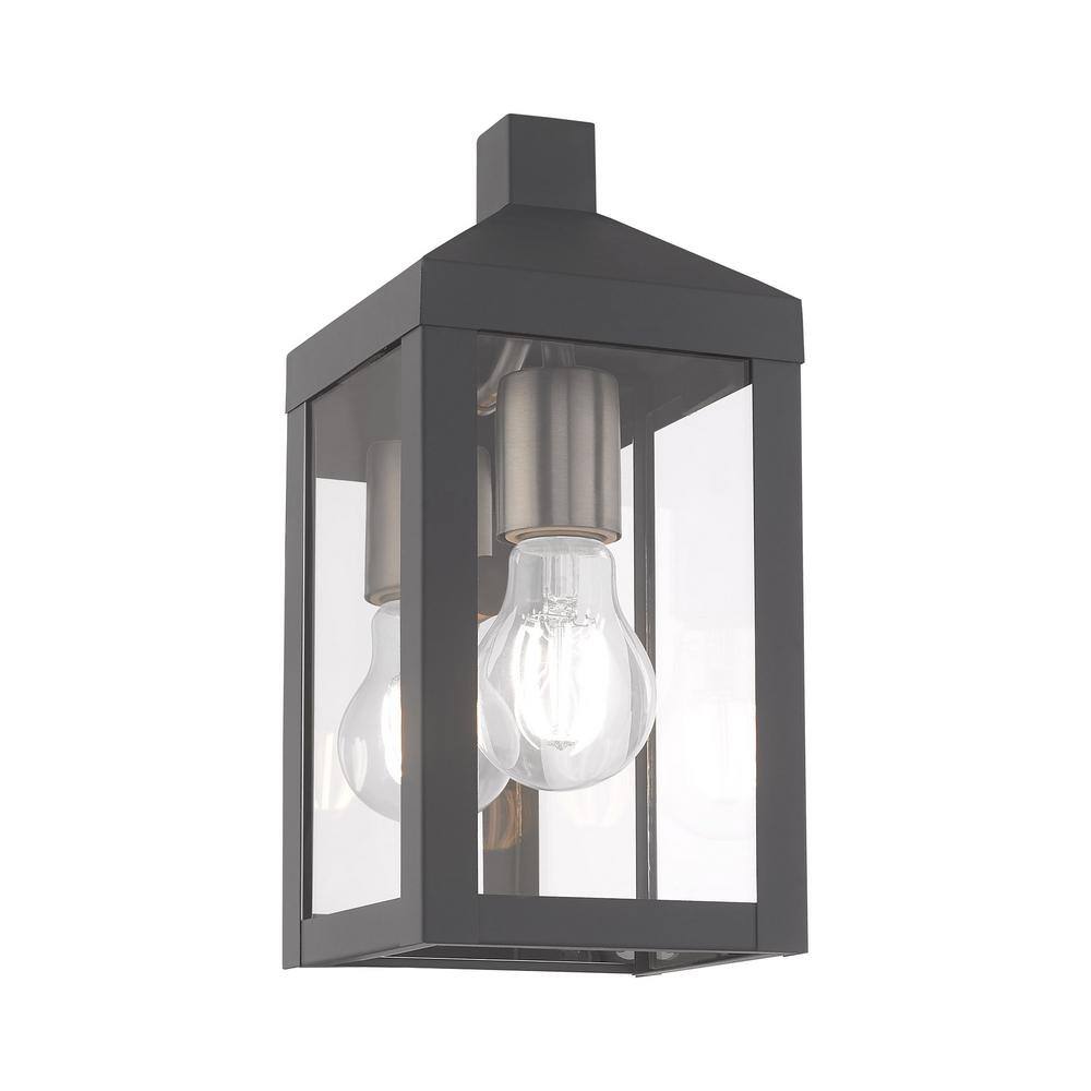 Scandinavian Gray Clear Glass Outdoor Wall Lantern Sconce