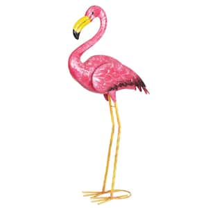 Pink Metal Flamingo Statue