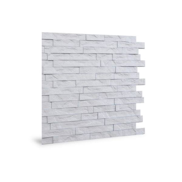 Innovera Decor By Palram 24 In X Ledge Stone Pvc Seamless 3d Wall Panels White 12 Pieces 706680 The Home Depot - Faux Stone Wall Panels Home Depot