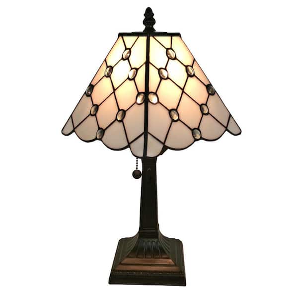 Amora Lighting 15 in. Tiffany Style Jeweled Finish Mission Table Lamp