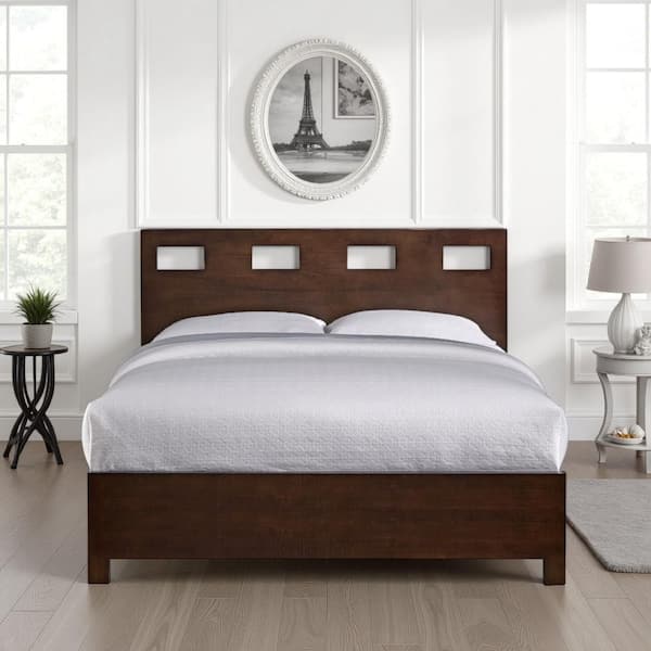 Benjara Yee Brown Wood Frame Queen Size Panel Bed with Storage