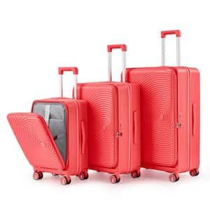 3-Piece Orange Front Laptop Compartment Luggage Set