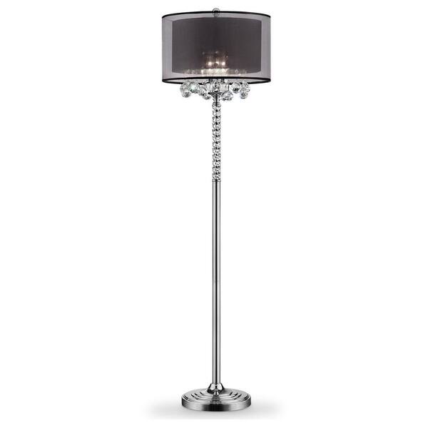 62 5 In Effleurer Silver Crystal Floor Lamp With Black Shade K 5150f The Home Depot 62 5 In Effleurer Silver Crystal Floor, Silver Lamp With Black Shade
