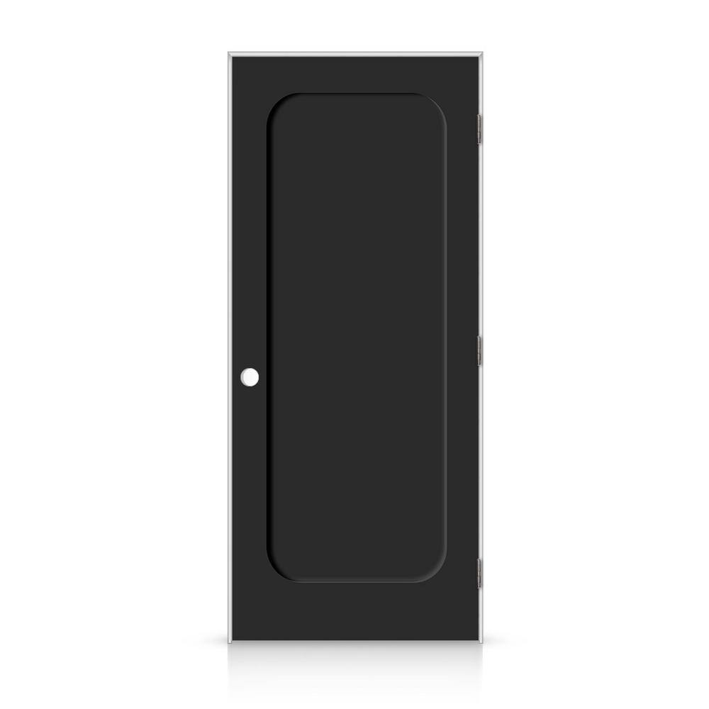 30 in. x 96 in. Left-Handed Curved 1 Panel Shaker Black Painted Smooth Composite Single Prehung Interior Door price history on PriceWatchPro