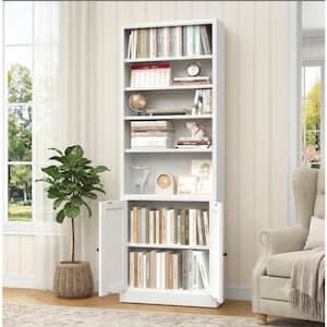 Jorvalis Modern 70.9 in. Tall White Metal 6-Shelf Storage Bookcase with Adjustable Shelves