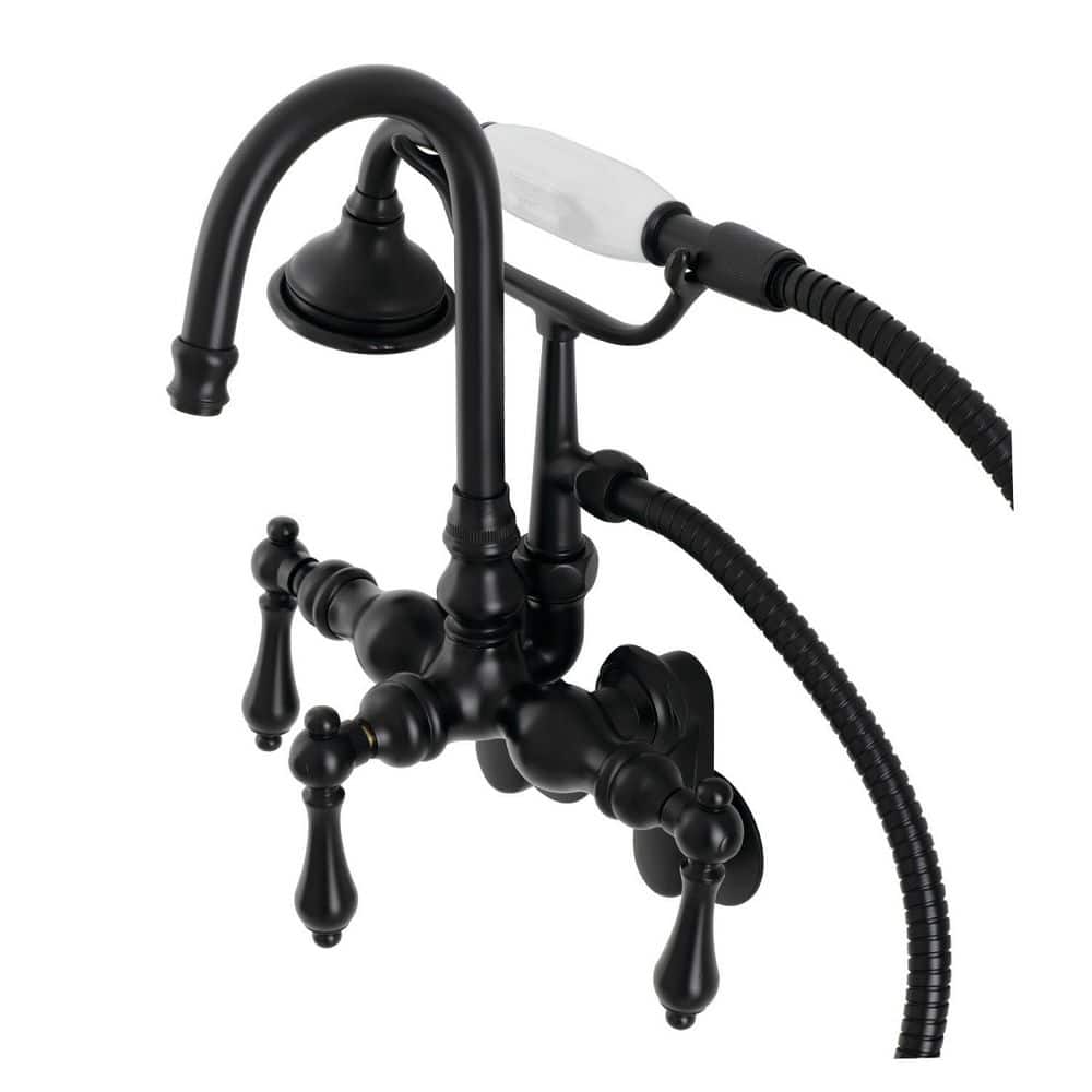 Matte Black Brass Wall Mount Clawfoot Tub Faucet with Hand Shower