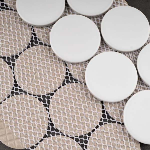 MOLOVO Porcetile White 11.82 in. x 10.5 in. Penny Matte Porcelain