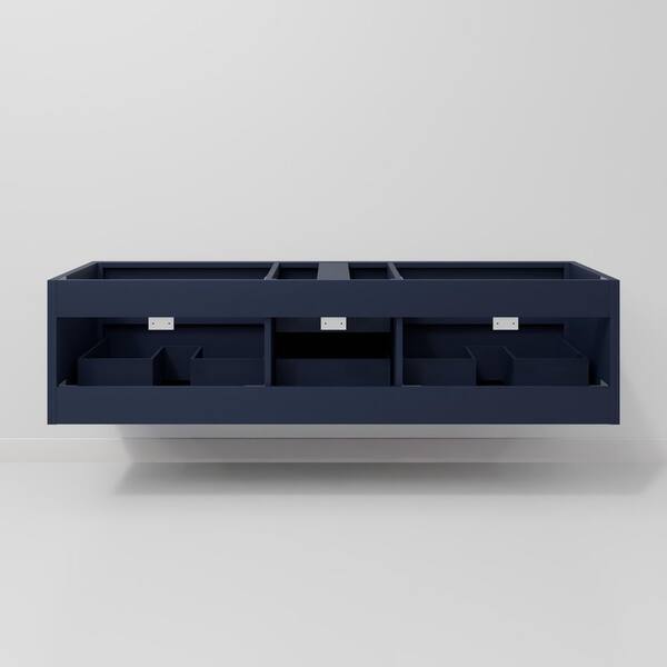 Lexora Sherman 72 in W x 22 in D Blue Double Bath Vanity, Carrara