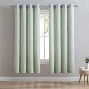 Aqua Polyester Faux Linen 54 in. W x 84 in. L Grommet Room Darkening Curtain (Single Panel)