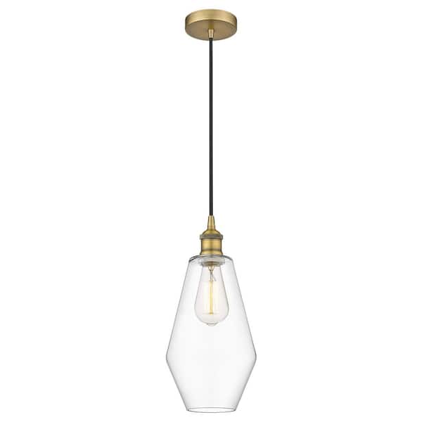 Innovations Cindyrella 60-Watt 1-Light Brushed Brass Standard Mini Pendant Light with Clear Glass Shade, No Bulbs Included