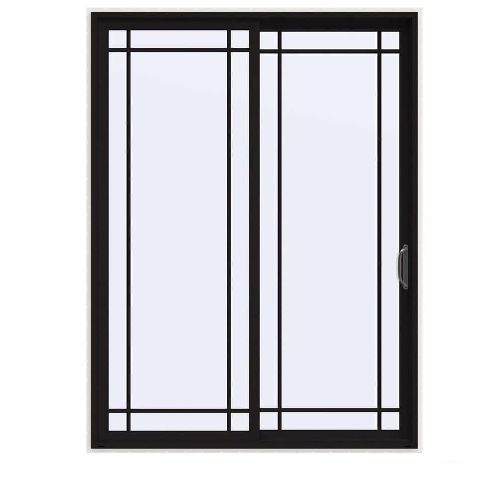 JELD-WEN 72 in. x 96 in. V-4500 Contemporary Black FiniShield Vinyl Right-Hand 9 Lite Sliding Patio Door w/White Interior