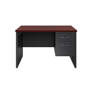 48 in. W x 30 in. D Charcoal/Mahogany 2-Drawer Executive Office Modular Right-Hand Single Pedestal File Office Desk