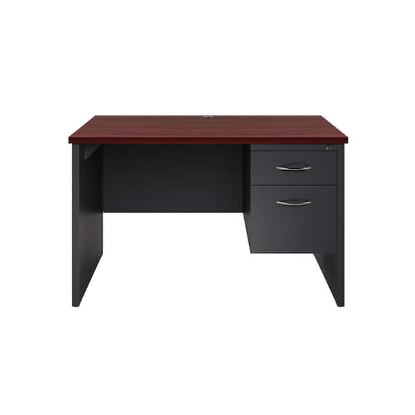 Hirsh 48 in. W x 30 in. D Charcoal/Mahogany 2-Drawer Executive Office Modular Right-Hand Single Pedestal File Office Desk