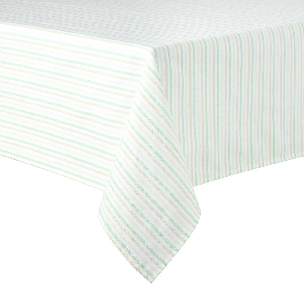 MARTHA STEWART Daisy Stripe 120 in. W x 60 in. L Green Cotton Blend