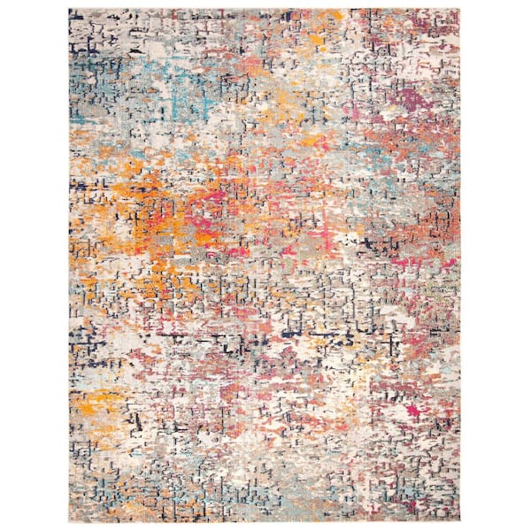 SAFAVIEH Madison Gray/Pink 9 ft. x 12 ft. Abstract Gradient Area Rug