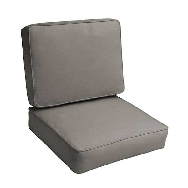 SORRA HOME 23.5 x 23 Deep Seating Outdoor Corded Cushion Set in Sunbrella Canvas Charcoal