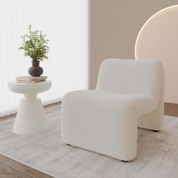 Leisuremod Accent Chair Upholstered in Velvet with Padded Seat and Back Side Chair Waterfall Design No Assembly in Beige