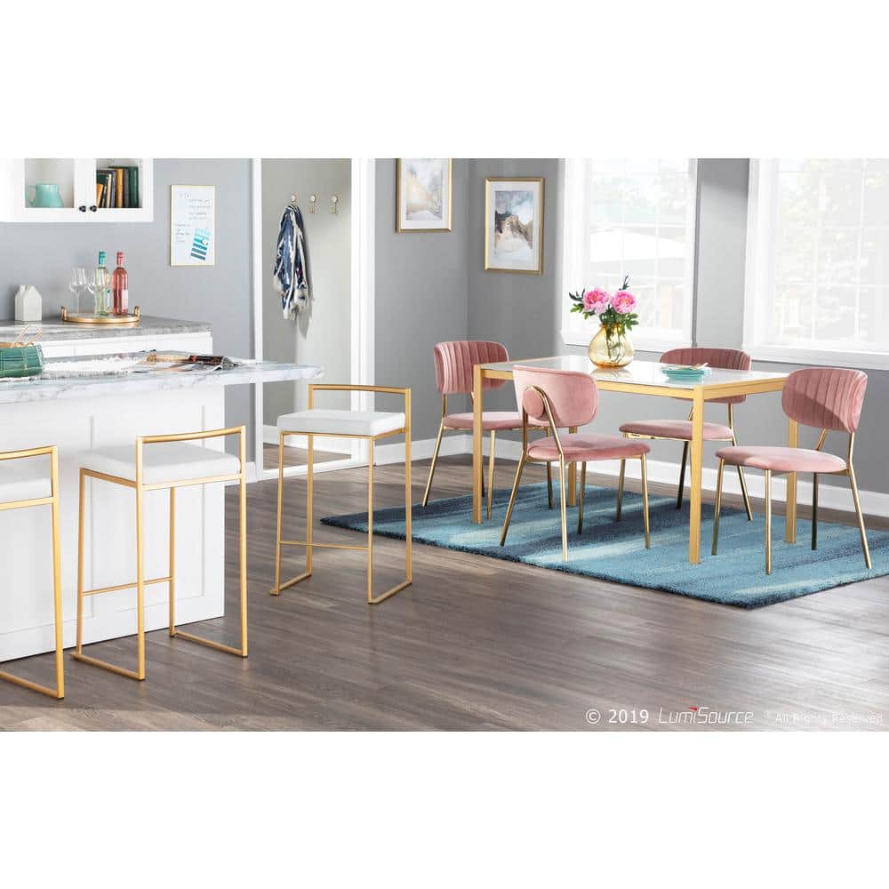 Blush Pink Velvet Upholstered Side Chair with Gold Metal Frame