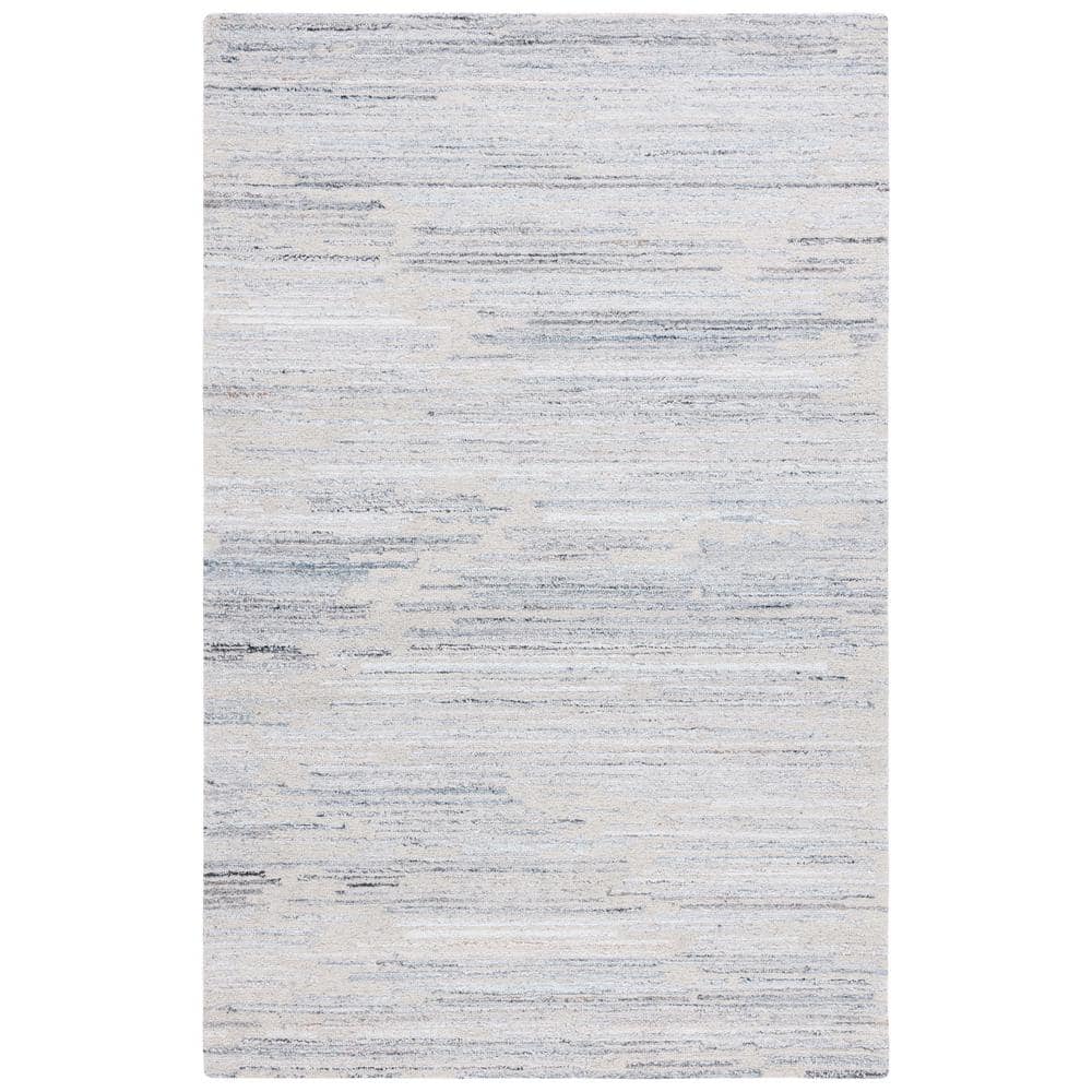 Handmade Blue Abstract Wool Cotton Tufted Rug 3' x 5'