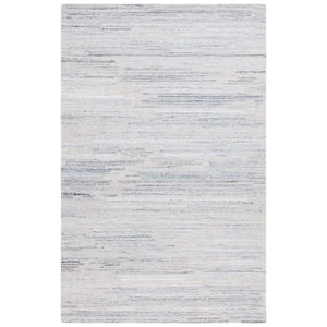 Abstract Beige/Blue 3 ft. x 5 ft. Linear Marle Area Rug