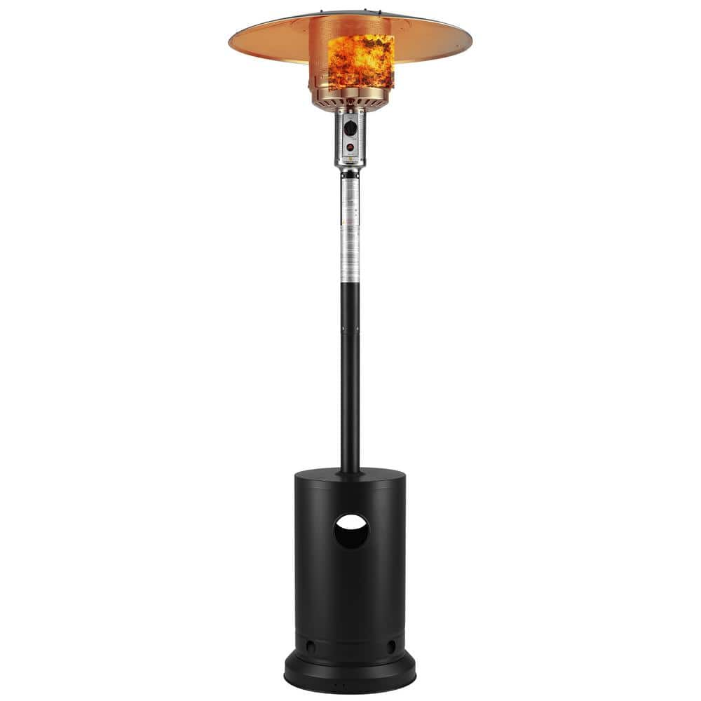 48,000 BTU Stainless Steel Matte Black Propane Gas Outdoor Patio Heater w/2