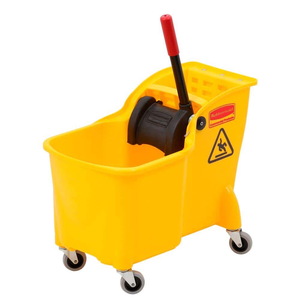 Rubbermaid Commercial Products 31 QT Tandem Mop Bucket And Wringer Combo On Wheels, Yellow, For - View #6