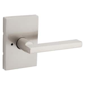 Halifax Rectangle Rose Satin Nickel Privacy Bed/Bath Door Lever with Microban