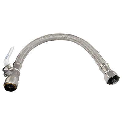 1/2 in. PTC x 3/4 in. FIP x 18 in. Braided Stainless Steel Water Heater Connector with Ball Valve