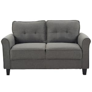 Hazel Heather Gray 2-Seater Loveseat with Upholstered Fabric Rolled Arms