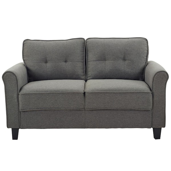 Lifestyle Solutions Hazel Heather Gray 2-Seater Loveseat with Upholstered Fabric Rolled Arms