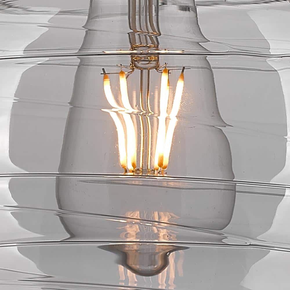 Athens Deco Swirl Matte Black Mini Pendant with Glass Shade