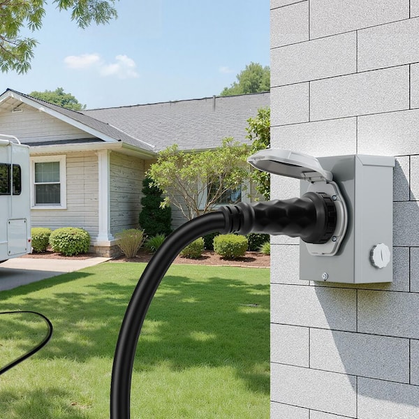 10 ft., 50 Amp Generator Cord and Power Inlet Box, 125V/250V STW 6/3 + 8/1 AWG Generator Extension Cord