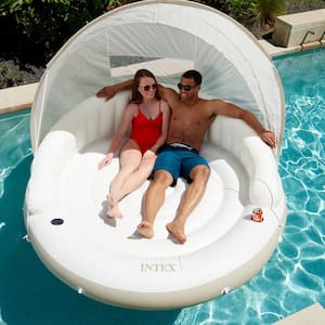 78 x 59 Inflatable Pool Canopy Island Lounge Raft with Sun Shade (2-Pack)