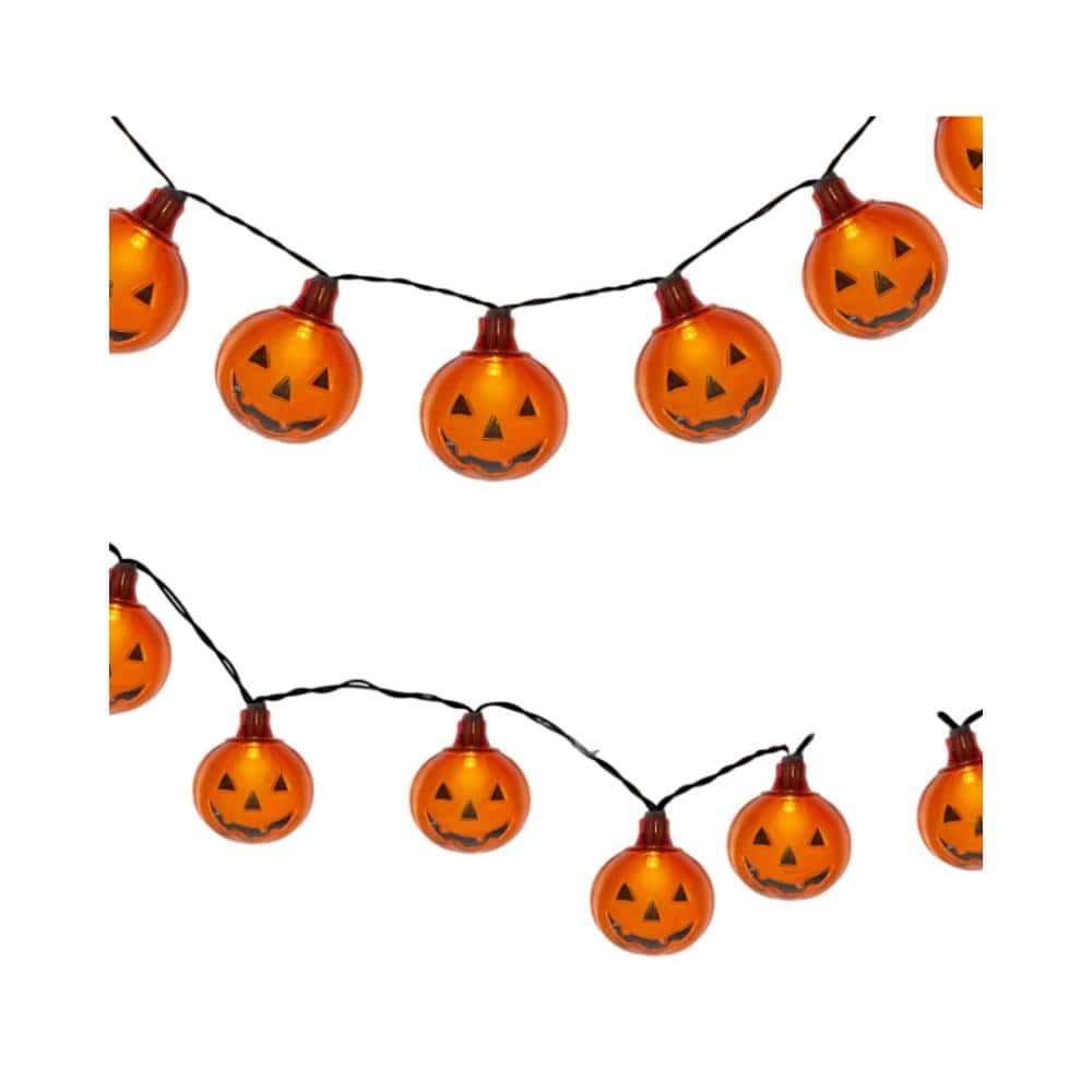 8.5ft Halloween pumpkin lights, 10 clear orange LED bulbs
