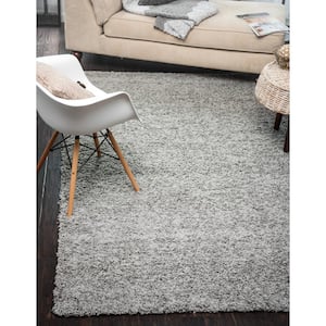 Solid Shag Cloud Gray 8 ft. Round Area Rug
