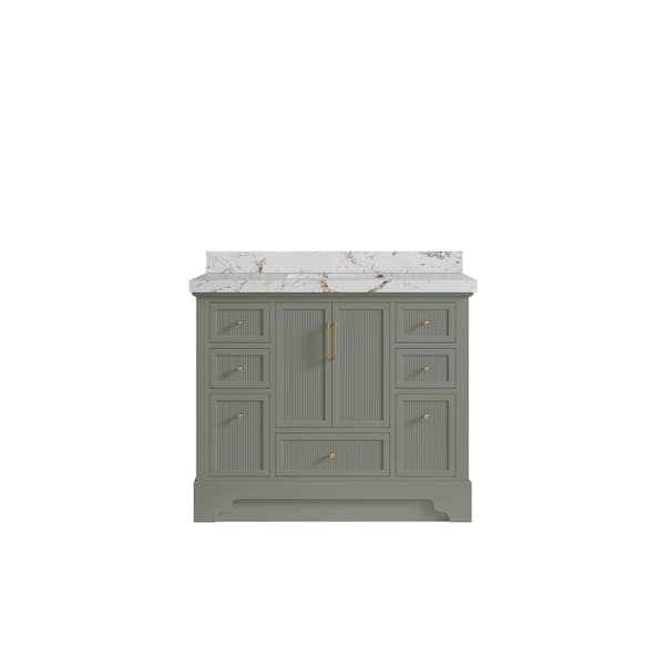 Willow Collections Alys 42 in. W x 22 in. D x 36 in. H Single Sink Bath Vanity in Evergreen with 2 in. Viola Gold Top