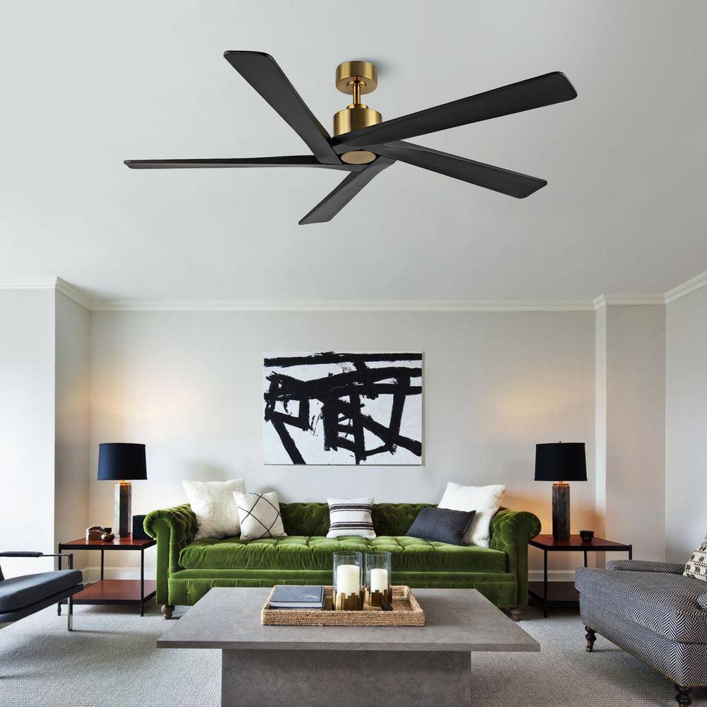 54" Gold and Black 5-Blade Ceiling Fan with Remote