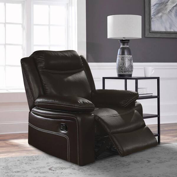 Motion Recliner with Pillow Top Armrest and Tight Seat & Back Cushion, Manual Reclining Mechanism - Black