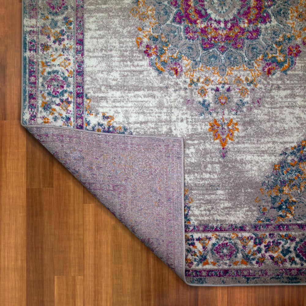 Ivory and Multicolor Medallion Synthetic 5x8 Area Rug
