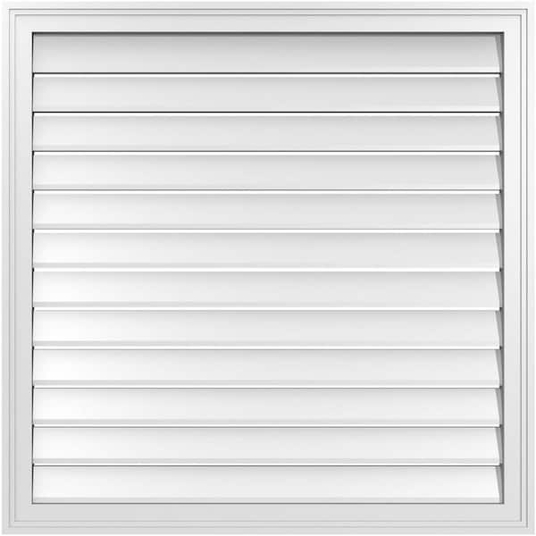 Ekena Millwork 36" x 36" Vertical Surface Mount PVC Gable Vent: Functional with Brickmould Frame