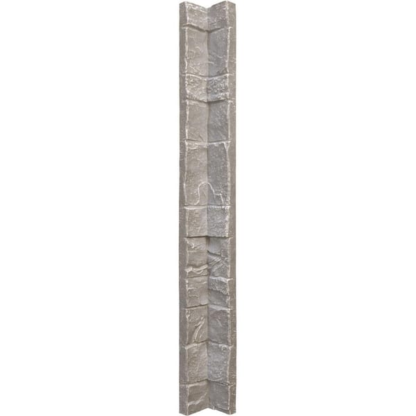 Ekena Millwork 3 in. x 3 in. Grey Granite Composite Universal Inside Corner for StoneWall Faux Stone Siding Panels