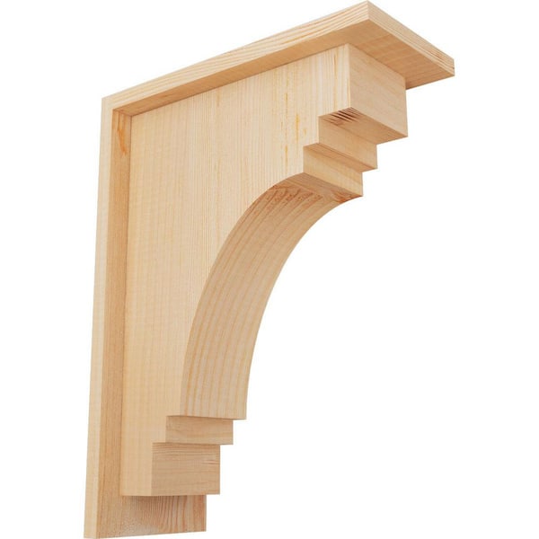 Ekena Millwork 5-1/2 in. x 12 in. x 16 in. Douglas Fir Pescadero Smooth Corbel with Backplate