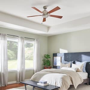 Lucian II 52 in. Indoor Brushed Nickel Downrod Mount Ceiling Fan with Pull Chain for Bedrooms or Living Rooms