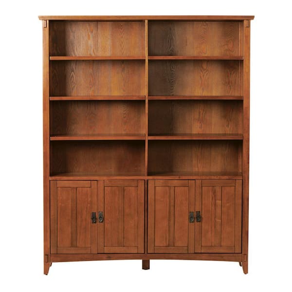 Unbranded 57 in. W Artisan Light Oak 2-Bookcase with Doors