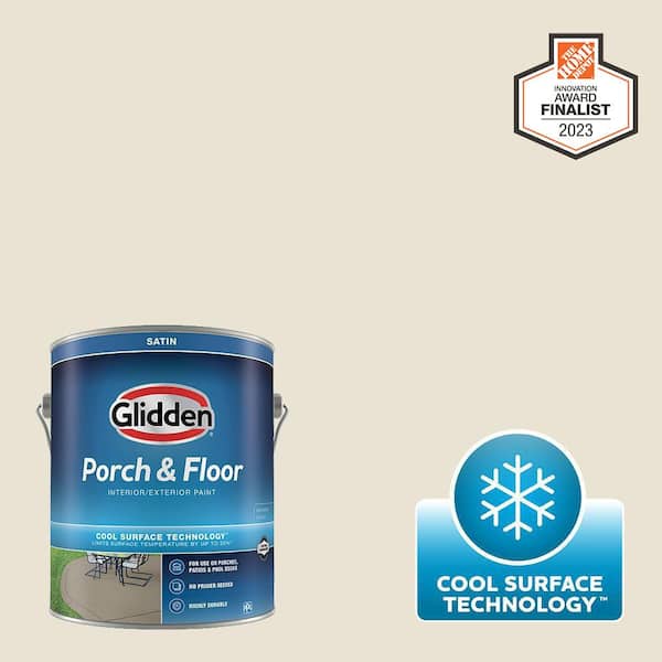 Glidden Porch and Floor 1 gal. PPG1024-1 Off White Satin Interior/Exterior Porch and Floor Paint with Cool Surface Technology