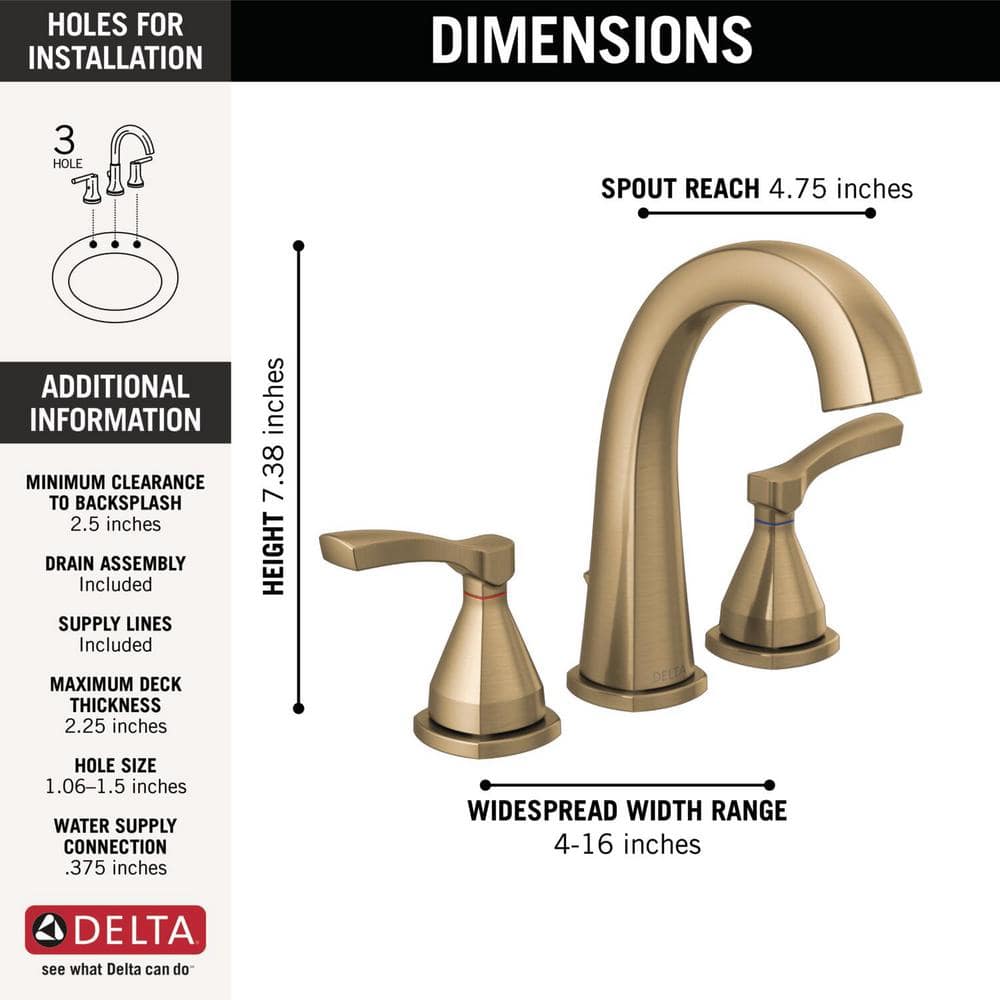 Elegant Champagne Bronze Widespread Bathroom Faucet with Diamond Seal Technology