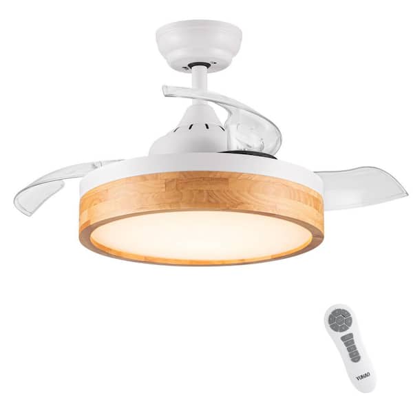 Tatahance 36 in. Integrated LED Indoor White Plus Walnut Ceiling Fan with Remote